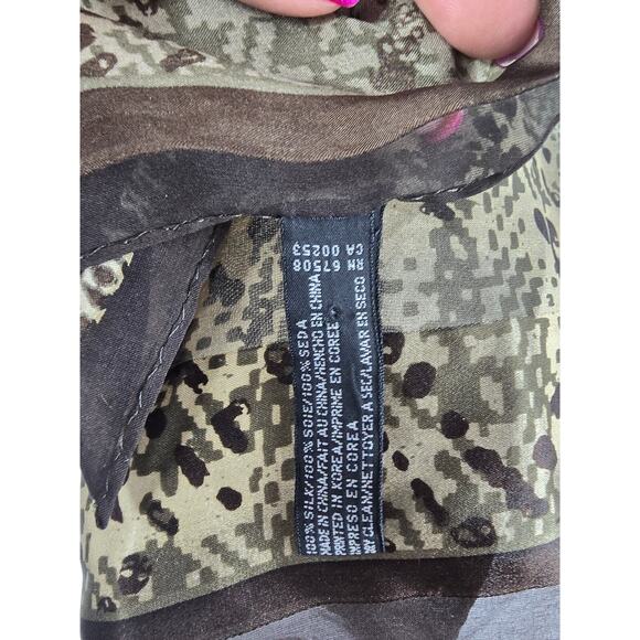 Ellen Tracy 100% Silk Colors of Brown Scarf - Picture 5 of 5